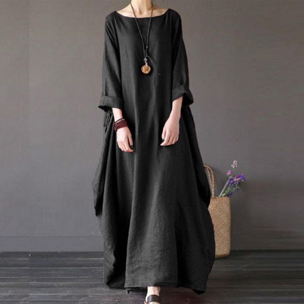 casual dresses women maxi plus size boho black vintage long dress, Black;gray
casual dresses women maxi plus size boho black vintage long dress, Black;gray