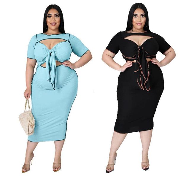 plus size dresses women's short-sleeved dress 2021 summer fashion solid color reverse hollow sling mid-length skirt, Black
plus size dresses women's short-sleeved dress 2021 summer fashion solid color reverse hollow sling mid-length skirt, Black