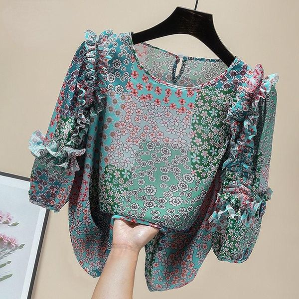 women's blouses & shirts chiffon floral women blouse summer 2021 ruffles patchwork slim elegant office lady pulls, White
women's blouses & shirts chiffon floral women blouse summer 2021 ruffles patchwork slim elegant office lady pulls, White