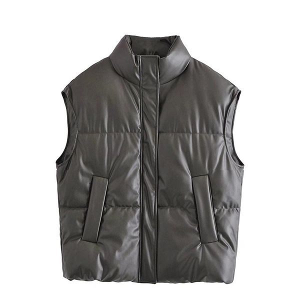women's vests woman casual gray loose pu vest 2021 autumn fashion female solid zipper leather ladies turtleneck sleeveless outwear, Black;white
women's vests woman casual gray loose pu vest 2021 autumn fashion female solid zipper leather ladies turtleneck sleeveless outwear, Black;white