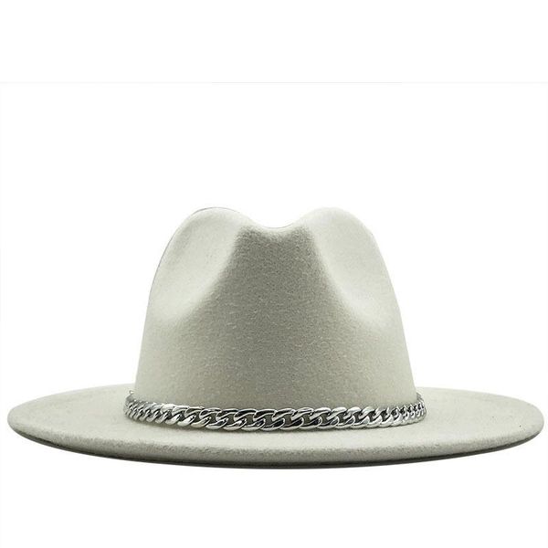 wide brim hats spring autumn fashion women's cap for men fedoras chain black vintage jazz hat european american felt bowler wool 2021, Blue;gray
wide brim hats spring autumn fashion women's cap for men fedoras chain black vintage jazz hat european american felt bowler wool 2021, Blue;gray