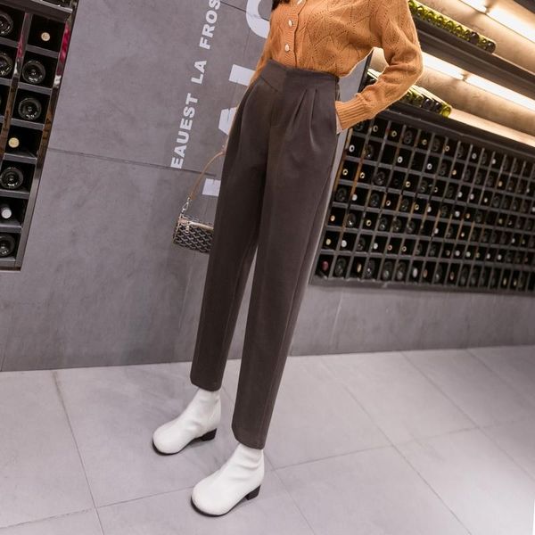 women's pants & capris high waist woolen women 2021 autumn winter suit loose harem straight casual trousers office lady solid 67a, Black;white
women's pants & capris high waist woolen women 2021 autumn winter suit loose harem straight casual trousers office lady solid 67a, Black;white