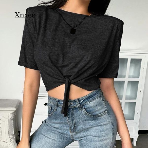 summer lace up solid short sleeve t-shirt shoulder pads casual crop fashion women high waist street basic 2021 tee women's, White
summer lace up solid short sleeve t-shirt shoulder pads casual crop fashion women high waist street basic 2021 tee women's, White