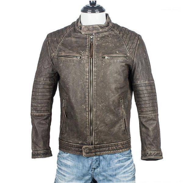 spring and autumn genuine cowhide leather jacket men's distressed edging short motorcycle & faux, Black
spring and autumn genuine cowhide leather jacket men's distressed edging short motorcycle & faux, Black