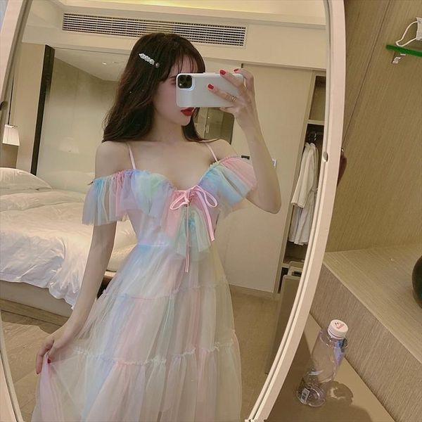 summer lolita party womens dress v neck suspenders rainbow fairy tulle off shoulder kawaii cute pestal mesh tiered, Black;gray
summer lolita party womens dress v neck suspenders rainbow fairy tulle off shoulder kawaii cute pestal mesh tiered, Black;gray