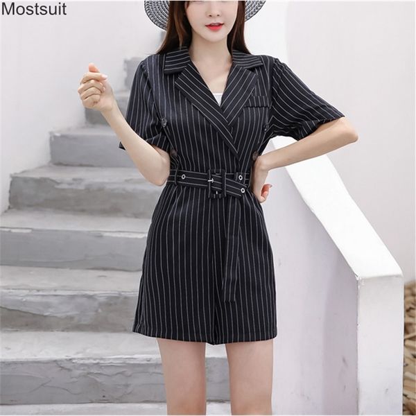 elegant striped summer playsuits for women short sleeve notched office lady work wear korean female playsuit with belt 210518, Black;white
elegant striped summer playsuits for women short sleeve notched office lady work wear korean female playsuit with belt 210518, Black;white
