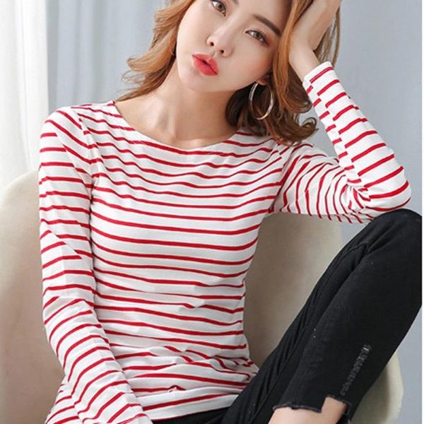 women's t-shirt long sleeve striped femme t shirts casual oversized slash neck cotton minimalist women fashion 2021 clothing, White
women's t-shirt long sleeve striped femme t shirts casual oversized slash neck cotton minimalist women fashion 2021 clothing, White