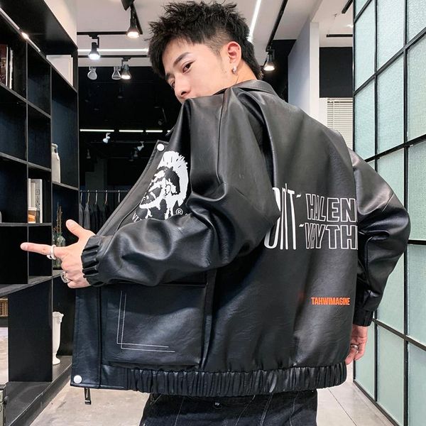 men's leather jacket zipper pu pattern print coat loose youth vitality streetwear lapel fur clothing male long sleeve jackets, Black;brown
men's leather jacket zipper pu pattern print coat loose youth vitality streetwear lapel fur clothing male long sleeve jackets, Black;brown