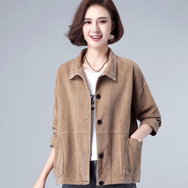 women's jackets corduroy short jacket 2021 single-breasted autumn solid color casual loose retro women, Black;brown
women's jackets corduroy short jacket 2021 single-breasted autumn solid color casual loose retro women, Black;brown