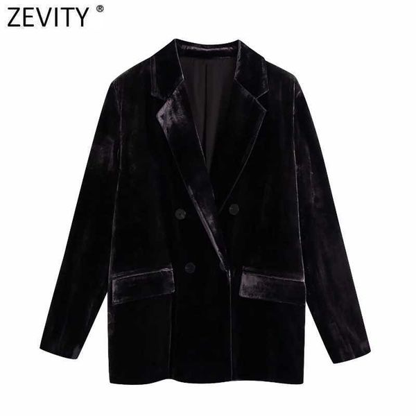 zevity women chic double breasted leisure velvet blazer coat lady long sleeve pockets outwear suit office ct660 210603, White;black
zevity women chic double breasted leisure velvet blazer coat lady long sleeve pockets outwear suit office ct660 210603, White;black