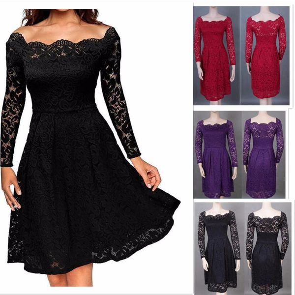 casual dresses fashion ladies muli-color choice long sleeve slash neck off shoulder lace dress party s-xxxl s06, Black;gray
casual dresses fashion ladies muli-color choice long sleeve slash neck off shoulder lace dress party s-xxxl s06, Black;gray