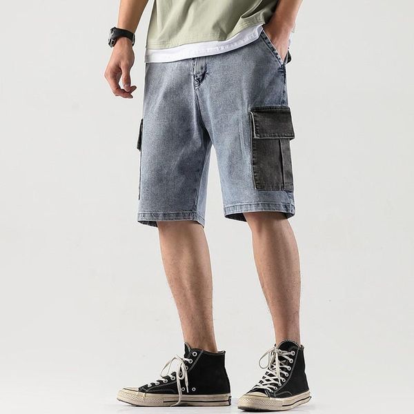 men's jeans men denim shorts nice streetwear elastic waist breeches male big pocket casual half jean summer cargo, Blue
men's jeans men denim shorts nice streetwear elastic waist breeches male big pocket casual half jean summer cargo, Blue