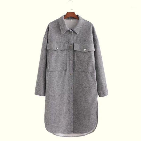 women's wool & blends women nice simplicity grey loose jacket coat vintage long sleeve pockets female outerwear chic overcoat, Black
women's wool & blends women nice simplicity grey loose jacket coat vintage long sleeve pockets female outerwear chic overcoat, Black