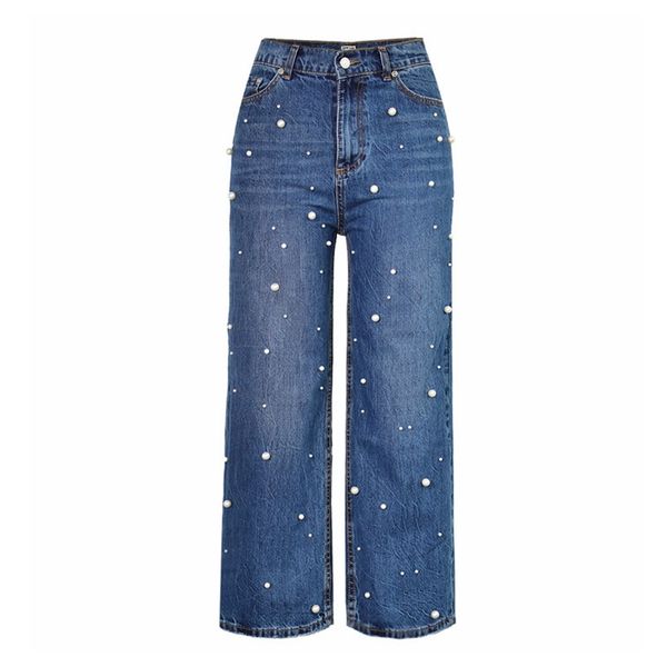 jeans high waist 100% pure cotton vintage pearl loose wide leg mom pants boyfriend jeans for women denim trousers, Blue
jeans high waist 100% pure cotton vintage pearl loose wide leg mom pants boyfriend jeans for women denim trousers, Blue