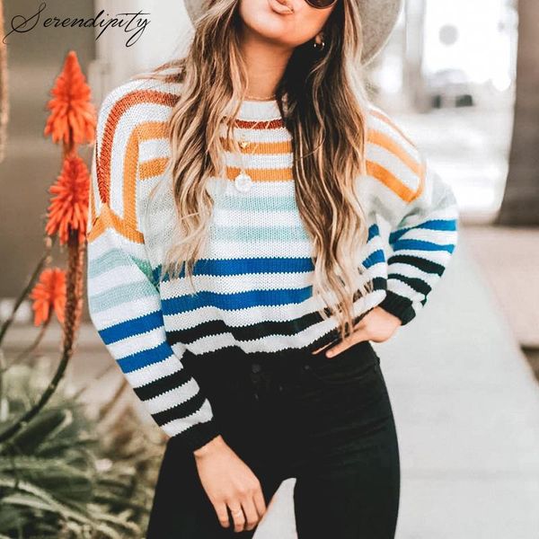 women's sweaters srdp fashion multicolor stripe women pullover 2021 autumn winter casual high street loose long sleeves sweater female, White;black
women's sweaters srdp fashion multicolor stripe women pullover 2021 autumn winter casual high street loose long sleeves sweater female, White;black