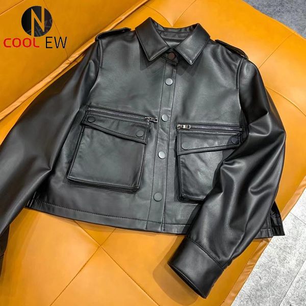 women's leather & faux genuine jackets women 2021 spring autumn fashion plus size real sheepskin coat ladies, Black
women's leather & faux genuine jackets women 2021 spring autumn fashion plus size real sheepskin coat ladies, Black