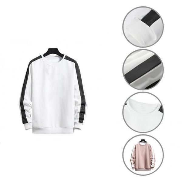 men's sweaters streetwear stylish patchwork spring sweatshirt elastic cuff men warm for work, White;black
men's sweaters streetwear stylish patchwork spring sweatshirt elastic cuff men warm for work, White;black