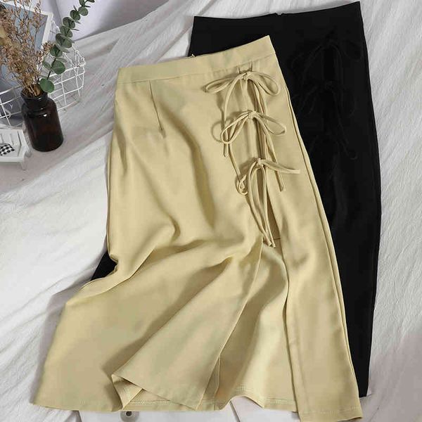 spring summer lace-up bow-knot temperament package hip skirt casual pencil korean style split over-the-knee 210420, Black
spring summer lace-up bow-knot temperament package hip skirt casual pencil korean style split over-the-knee 210420, Black