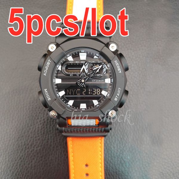 5pcs/lot new arrival popular fashion waterproof men's wristwatch sports dual display gmt digital led reloj hombre student watch relogio, Slivery;brown