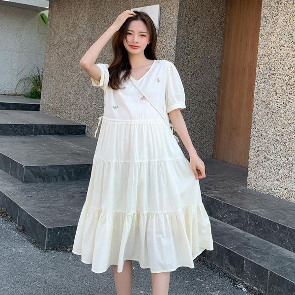 maternity dresses summer korean fashion dress v neck drawstring a line slim clothes for pregnant women loose casual pregnancy, White
maternity dresses summer korean fashion dress v neck drawstring a line slim clothes for pregnant women loose casual pregnancy, White