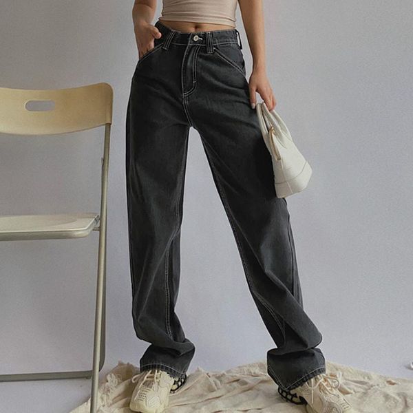 woman high waist jeans retro white black trousers straight overalls pants long loose wide leg for women women's, Blue
woman high waist jeans retro white black trousers straight overalls pants long loose wide leg for women women's, Blue