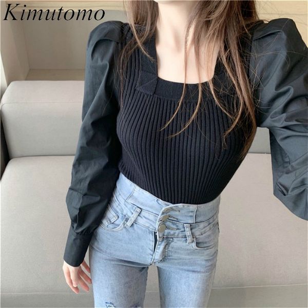 kimutomo knitted sweater women autumn korean style female square collar all-match patchwork puff sleeve pullover elegant fashion 210521, White;black
kimutomo knitted sweater women autumn korean style female square collar all-match patchwork puff sleeve pullover elegant fashion 210521, White;black