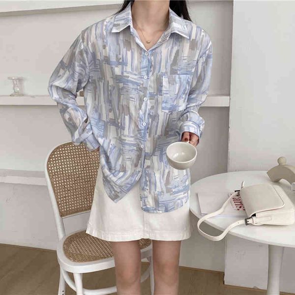 blouses retro loose korean tie dye print shirt see through chic turn-down long sleeve elegant blouse female blusa, White
blouses retro loose korean tie dye print shirt see through chic turn-down long sleeve elegant blouse female blusa, White