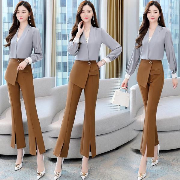 women's two piece pants 2021 women spring autumn pieces set long sleeve v-neck blazer coat+long flare trousers office lady suits, White
women's two piece pants 2021 women spring autumn pieces set long sleeve v-neck blazer coat+long flare trousers office lady suits, White