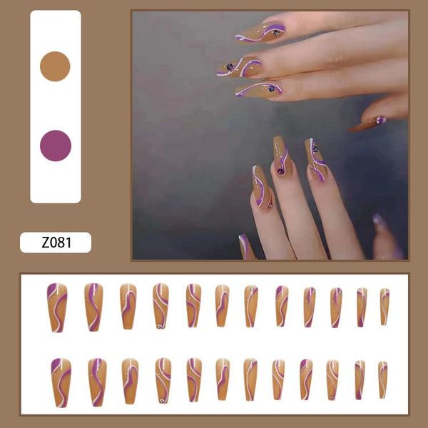 false nails 24pcs/box purple lines glue type removable coffin long paragraph fashion manicure fully covered nail decoration nn, Red;gold
false nails 24pcs/box purple lines glue type removable coffin long paragraph fashion manicure fully covered nail decoration nn, Red;gold