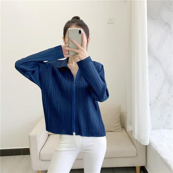 women's jackets spring autumn miyak pleated jacket female turndown collar zipper long sleeve solid color causal slim outerwear women fa, Black;brown
women's jackets spring autumn miyak pleated jacket female turndown collar zipper long sleeve solid color causal slim outerwear women fa, Black;brown