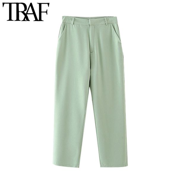 traf women fashion side pockets office wear straight pants vintage high waist zipper fly female ankle trousers mujer 210415, Black;white
traf women fashion side pockets office wear straight pants vintage high waist zipper fly female ankle trousers mujer 210415, Black;white