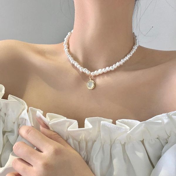 pendant necklaces french sweet irregular pearl oval necklace 2021 women's collarbone chain fashion jewelry, Silver
pendant necklaces french sweet irregular pearl oval necklace 2021 women's collarbone chain fashion jewelry, Silver
