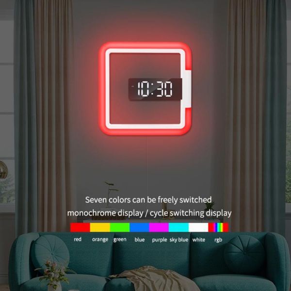 wall clocks digital clock remote control creative led mirror alarm temperature ring multicolor light 11" square hollow color switching
wall clocks digital clock remote control creative led mirror alarm temperature ring multicolor light 11" square hollow color switching