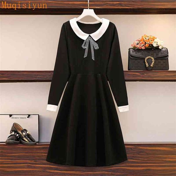 spring autumn black dresses for women doll collar long sleeve bow casual a line female clothing 210519, Black;gray
spring autumn black dresses for women doll collar long sleeve bow casual a line female clothing 210519, Black;gray
