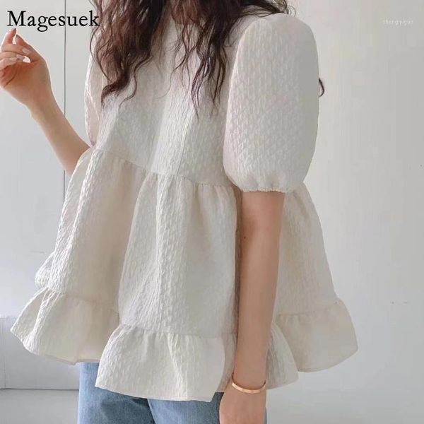 women's blouses & shirts casual ruffled shirt o-neck puff sleeve sweet women korean summer solid white blusas mujer de moda 15517
women's blouses & shirts casual ruffled shirt o-neck puff sleeve sweet women korean summer solid white blusas mujer de moda 15517