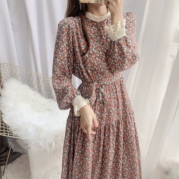 women chiffon dress two layers 2021 autumn winter fashion female long sleeve vintage printed casual dresses loose a-line vestido, Black;gray
women chiffon dress two layers 2021 autumn winter fashion female long sleeve vintage printed casual dresses loose a-line vestido, Black;gray