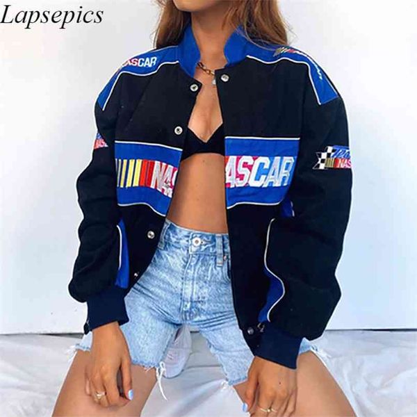 s-2xl spring sports style blue printed casual loose coat women jacket colorblock jackets for techwear 210914, Black;brown
s-2xl spring sports style blue printed casual loose coat women jacket colorblock jackets for techwear 210914, Black;brown
