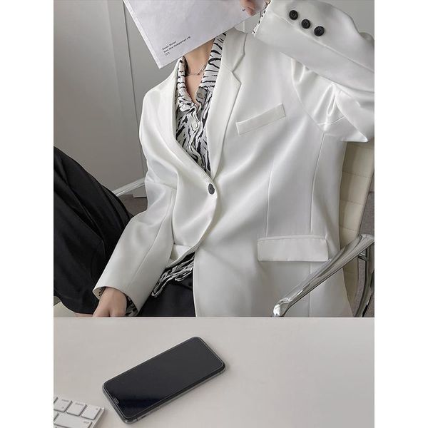 women's suits & blazers 2021 korean autumn simple fashion solid color single breasted drape loose casual suit jacket women w237, White;black
women's suits & blazers 2021 korean autumn simple fashion solid color single breasted drape loose casual suit jacket women w237, White;black