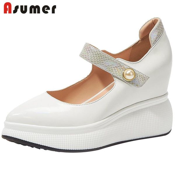 dress shoes asumer 2021 genuine leather women pumps pointed toe comfortable casual ladies wedges platform, Black
dress shoes asumer 2021 genuine leather women pumps pointed toe comfortable casual ladies wedges platform, Black