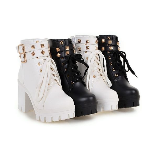 short autumn winter lace up martin boots thick high heel water table size 33 40 41 42 43, Black
short autumn winter lace up martin boots thick high heel water table size 33 40 41 42 43, Black