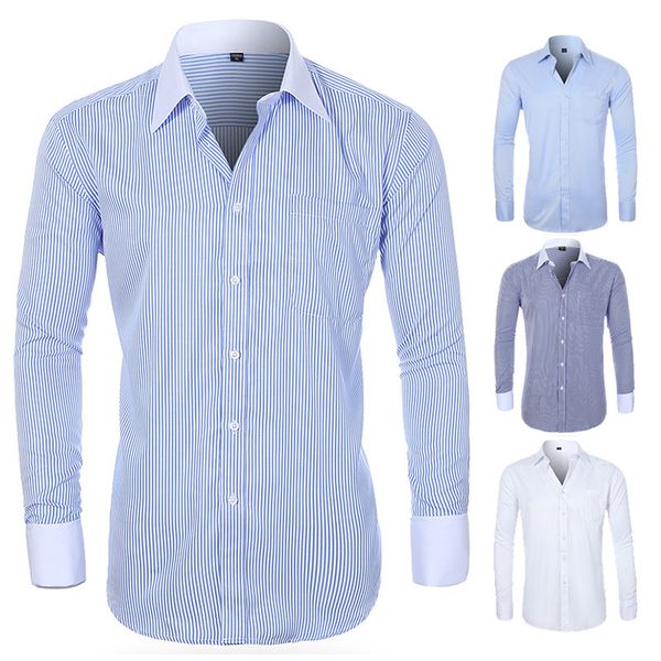 men's t-shirts business dress shirts button up white pink blue striped plaid long sleeve shirt men work casual clothing zvah, White;black
men's t-shirts business dress shirts button up white pink blue striped plaid long sleeve shirt men work casual clothing zvah, White;black