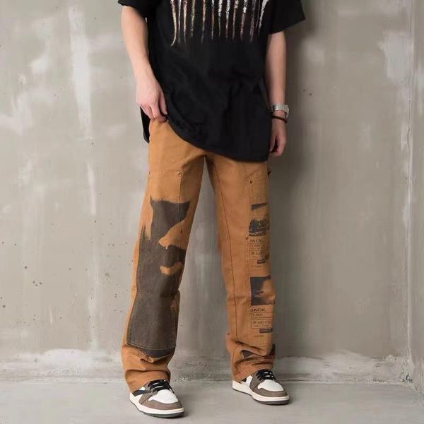 men's pants cactus jack casual overalls mens straight high street oversize baggy cargo harajuku spliced couple trousers, Black
men's pants cactus jack casual overalls mens straight high street oversize baggy cargo harajuku spliced couple trousers, Black