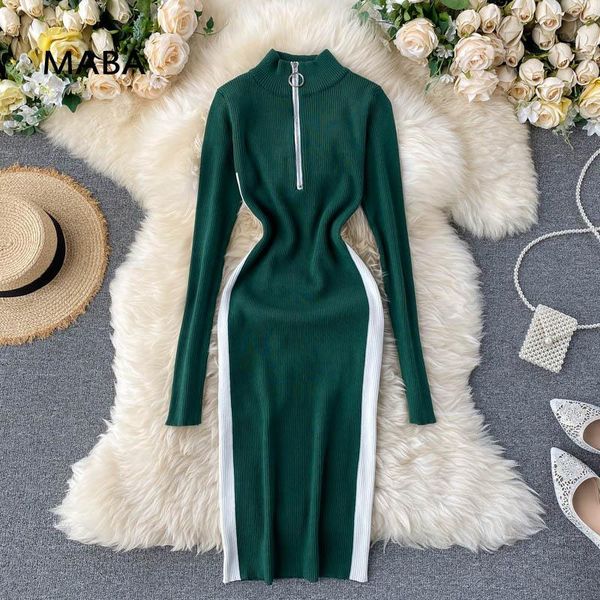 casual dresses autumn women knitted dress stand collar long sleeve zipper hit color elastic bodycon sweater street bag hip pencil, Black;gray
casual dresses autumn women knitted dress stand collar long sleeve zipper hit color elastic bodycon sweater street bag hip pencil, Black;gray