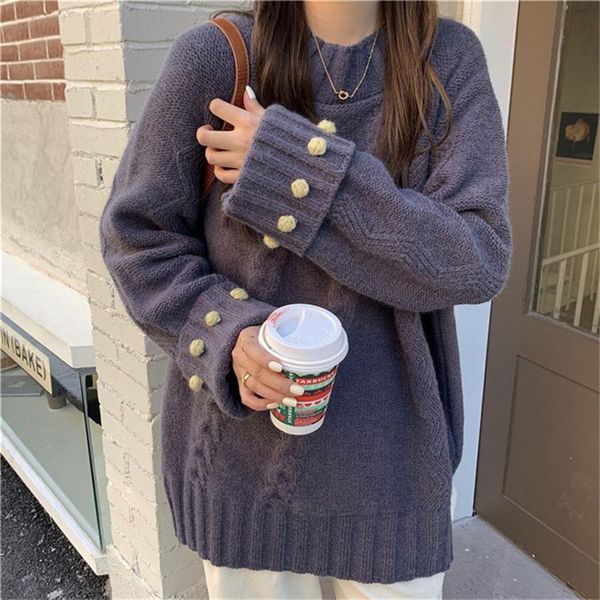 women's sweaters wllwlp winter loose twist detail sweater women fashion trend round neck long sleeve thick a833, White;black
women's sweaters wllwlp winter loose twist detail sweater women fashion trend round neck long sleeve thick a833, White;black