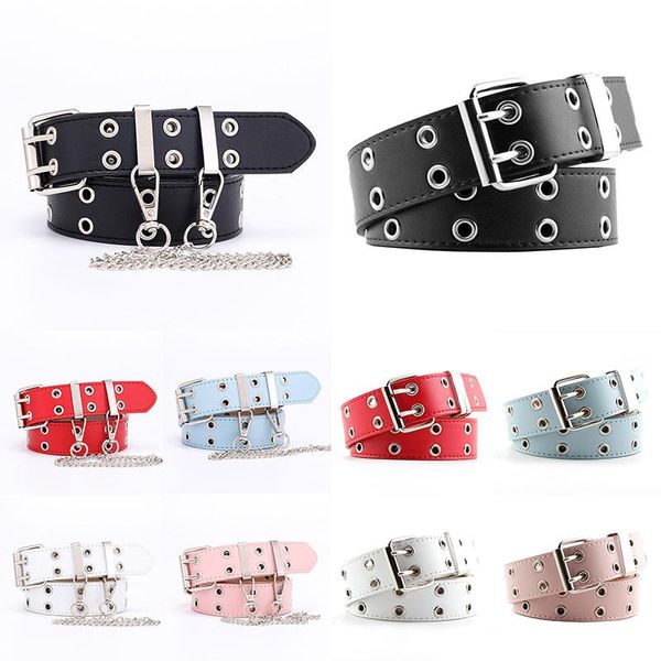 belts belt pu leather double row hole eyelet grommet buckle metal pin chain decorative punk style waistband, Black;brown
belts belt pu leather double row hole eyelet grommet buckle metal pin chain decorative punk style waistband, Black;brown