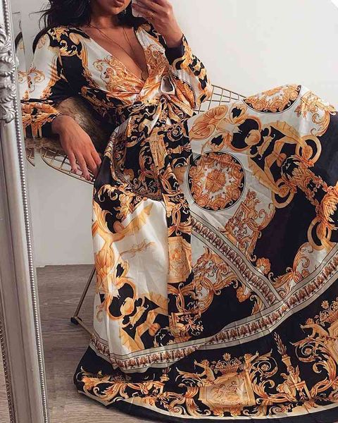 factory61xf pullover print v-neck 2019 long evening sleeve wide swing split dress, White;black
factory61xf pullover print v-neck 2019 long evening sleeve wide swing split dress, White;black
