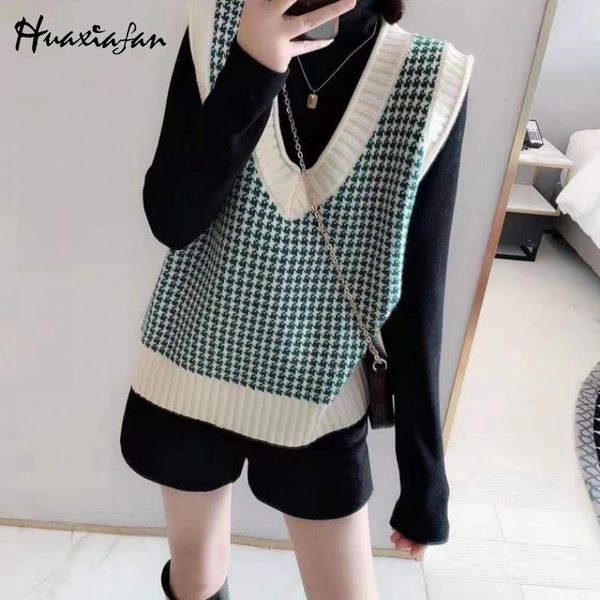 women's vests huaxiafan mujer suéteres woman sweaters houndstooth knitted vest sweater sleeveless women mulher blusas waistcoat, Black;white
women's vests huaxiafan mujer suéteres woman sweaters houndstooth knitted vest sweater sleeveless women mulher blusas waistcoat, Black;white