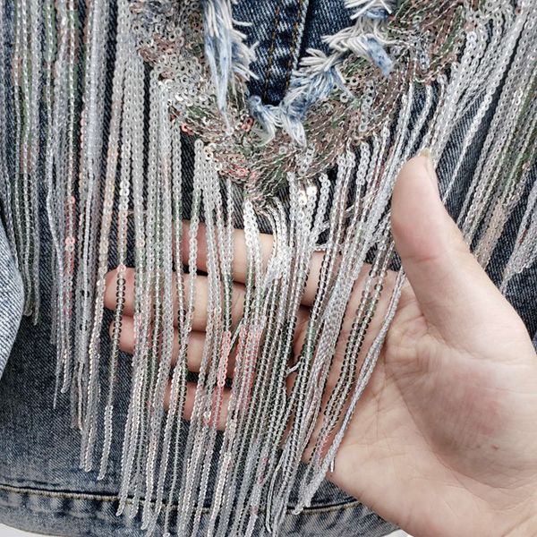 jackets coats denim jacket women's 2021 spring autumn sequin fringe loose and thin short 19233 dspl, Black;brown
jackets coats denim jacket women's 2021 spring autumn sequin fringe loose and thin short 19233 dspl, Black;brown