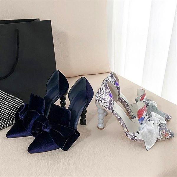 dress shoes s strange heel bow print ladies high heels dark blue white pointed summer wedding, Black
dress shoes s strange heel bow print ladies high heels dark blue white pointed summer wedding, Black