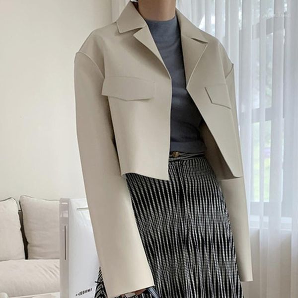 women's leather & faux women pu jacket 2021 autumn winter korean fashion elegant short coats ladies turn-down collar high street moto, Black
women's leather & faux women pu jacket 2021 autumn winter korean fashion elegant short coats ladies turn-down collar high street moto, Black